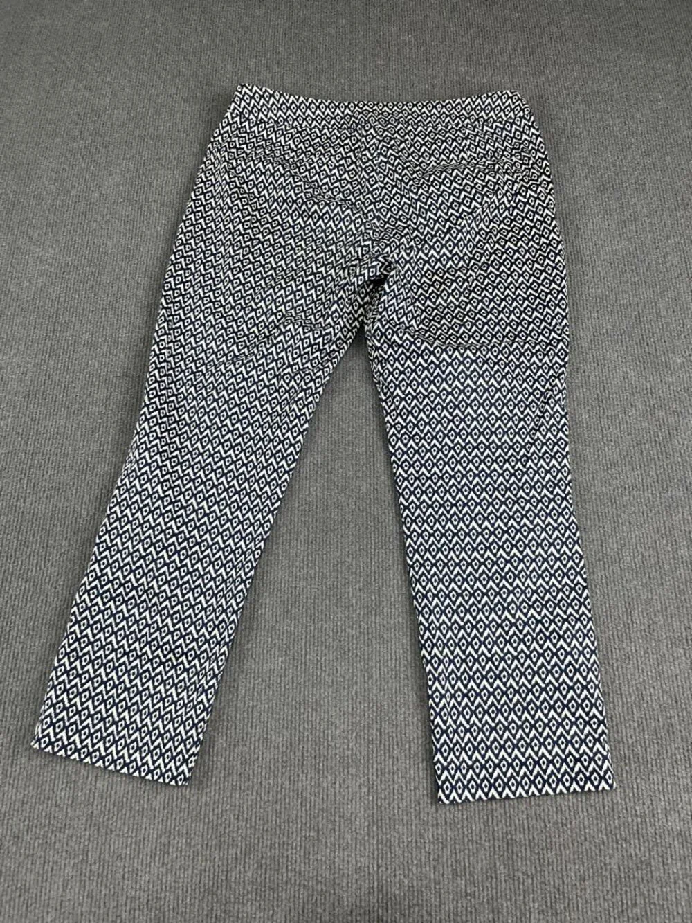 Kenar Womens Navy & White Geometric Print Cropped Pants Size 8